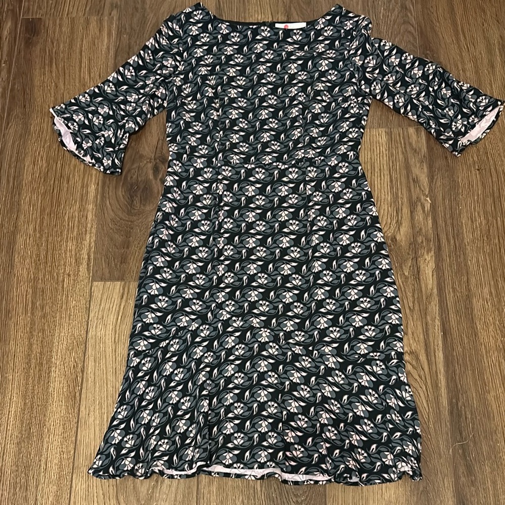 Boden Black and Peach/Gray Floral Dress Never Worn. Like New